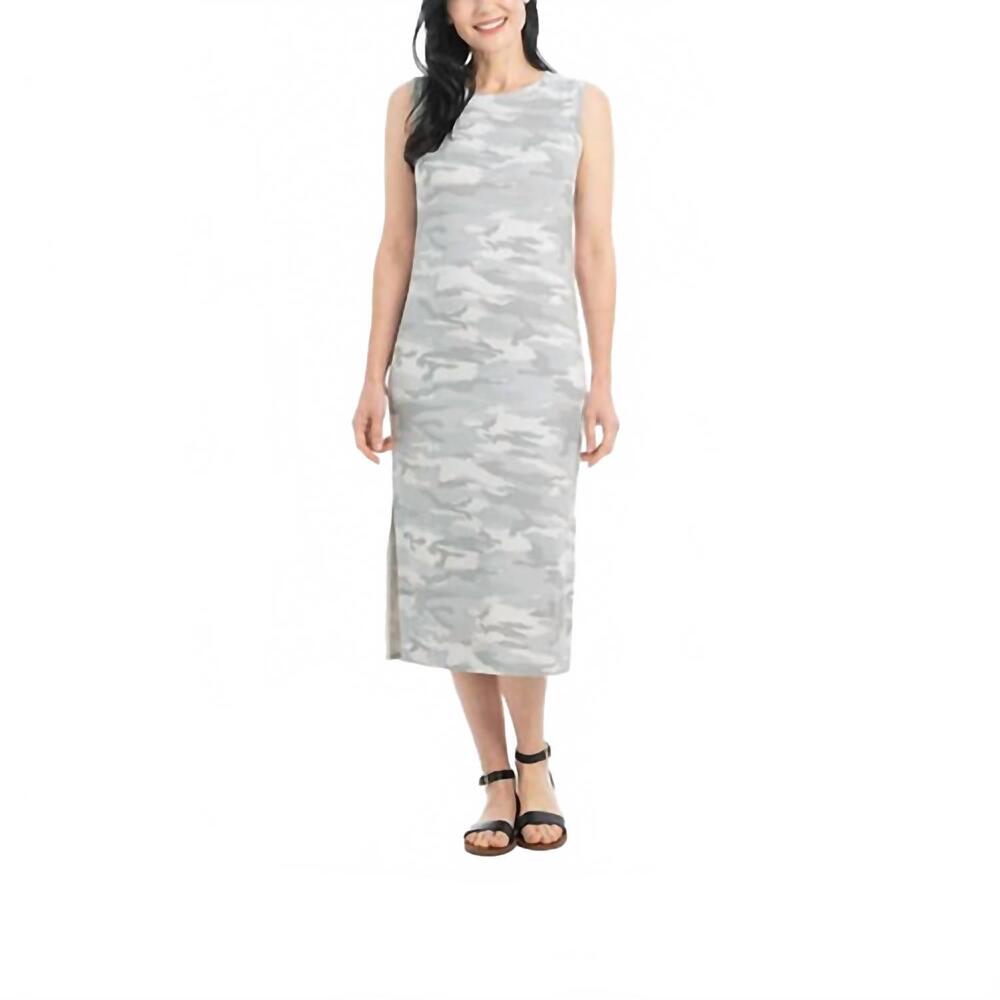 NEW HILARY RADLEY terry midi dress in gray camo